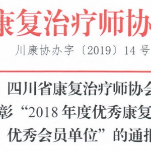 关于表彰“2018年度优秀康复治疗师、 优秀会员单位”的通报