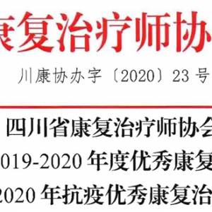 关于表彰“2019-2020年度优秀康复治疗师、优秀会员单位、2020年抗疫优秀康复治疗师”  ...